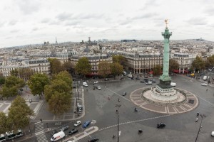 Place de la Bastille vues plongeante depuis le toit de l'opéra Bastille